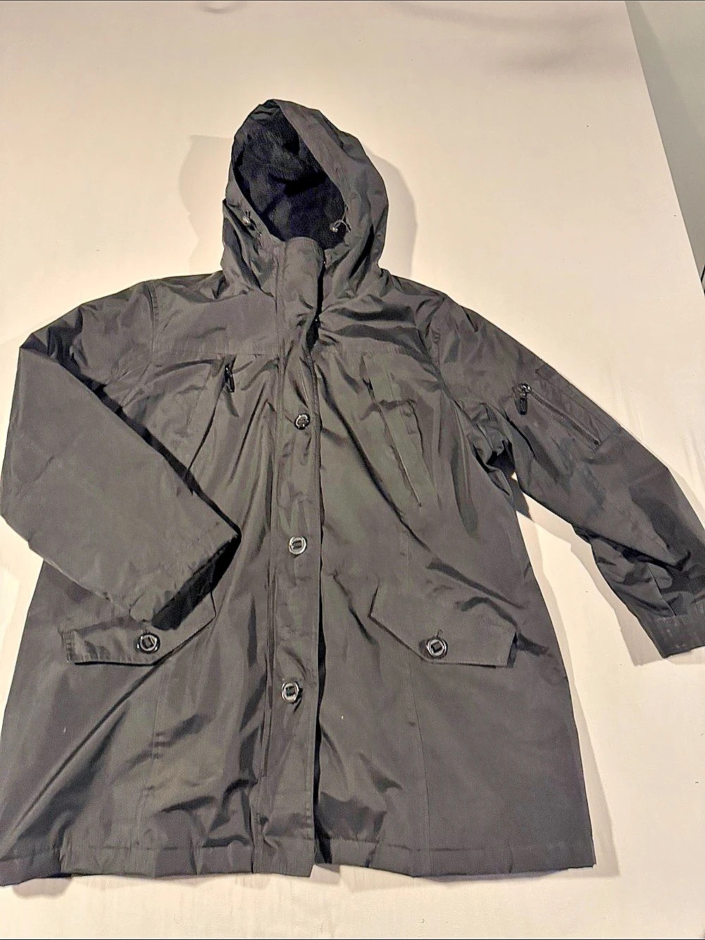 London Fog women’s Black Hooded Jacket Size 1X Like New